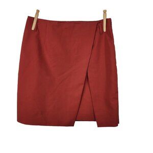 White House Black Market Pencil Skirt size 8 career Short Brick Red Wrap Pleated